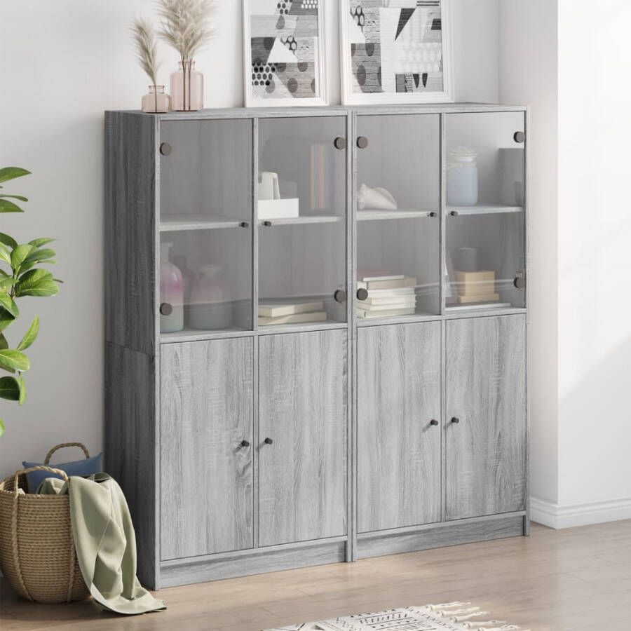 VidaXL -Boekenkast-met-deuren-136x37x142-cm-hout-grijs-sonoma-eiken