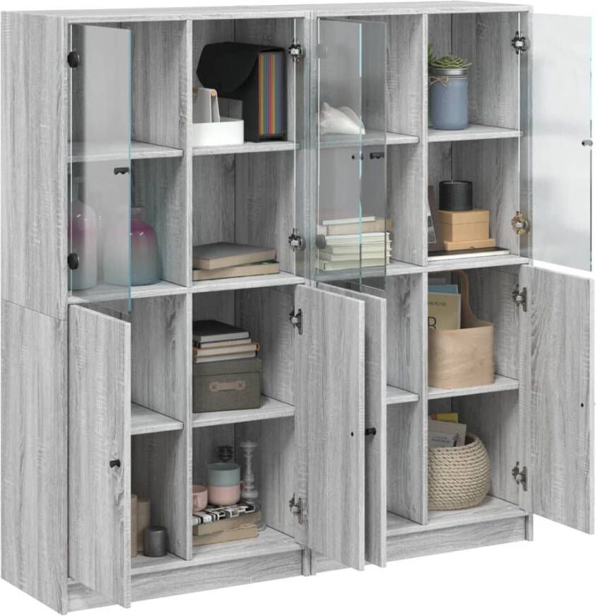 VidaXL -Boekenkast-met-deuren-136x37x142-cm-hout-grijs-sonoma-eiken - Foto 2