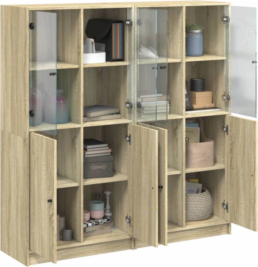 VidaXL -Boekenkast-met-deuren-136x37x142-cm-hout-sonoma-eikenkleurig - Foto 2