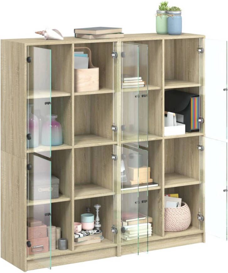 VidaXL -Boekenkast-met-deuren-136x37x142-cm-hout-sonoma-eikenkleurig - Foto 4