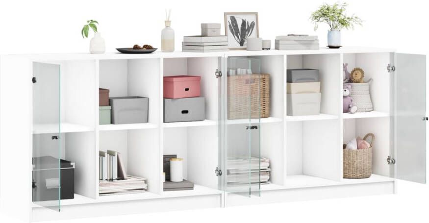 VidaXL -Boekenkast-met-deuren-204x37x75-cm-bewerkt-hout-wit - Foto 2