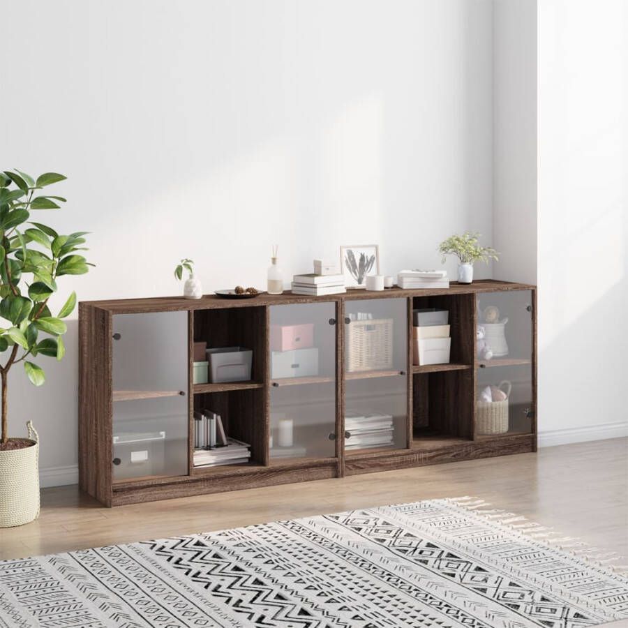 VidaXL -Boekenkast-met-deuren-204x37x75-cm-hout-bruineikenkleurig