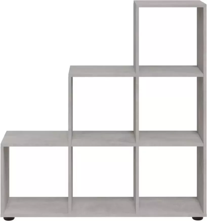 VidaXL -Boekenkast-trapvormig-107-cm-bewerkt-hout-betongrijs - Foto 3