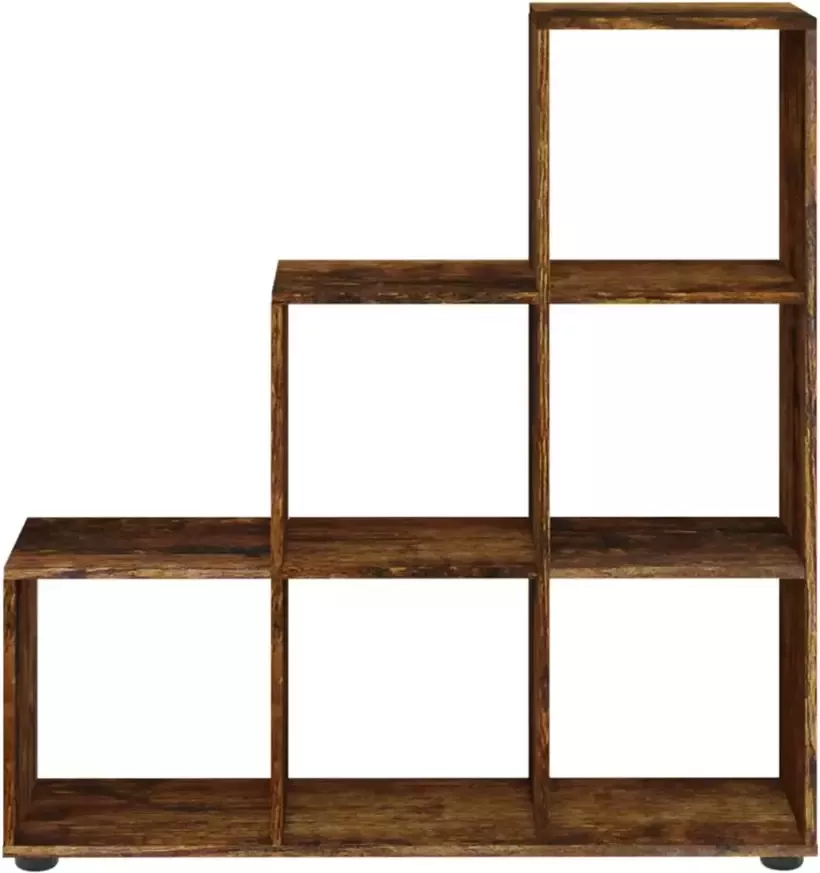 VidaXL -Boekenkast-trapvormig-107-cm-bewerkt-hout-gerookt-eikenkleurig - Foto 3