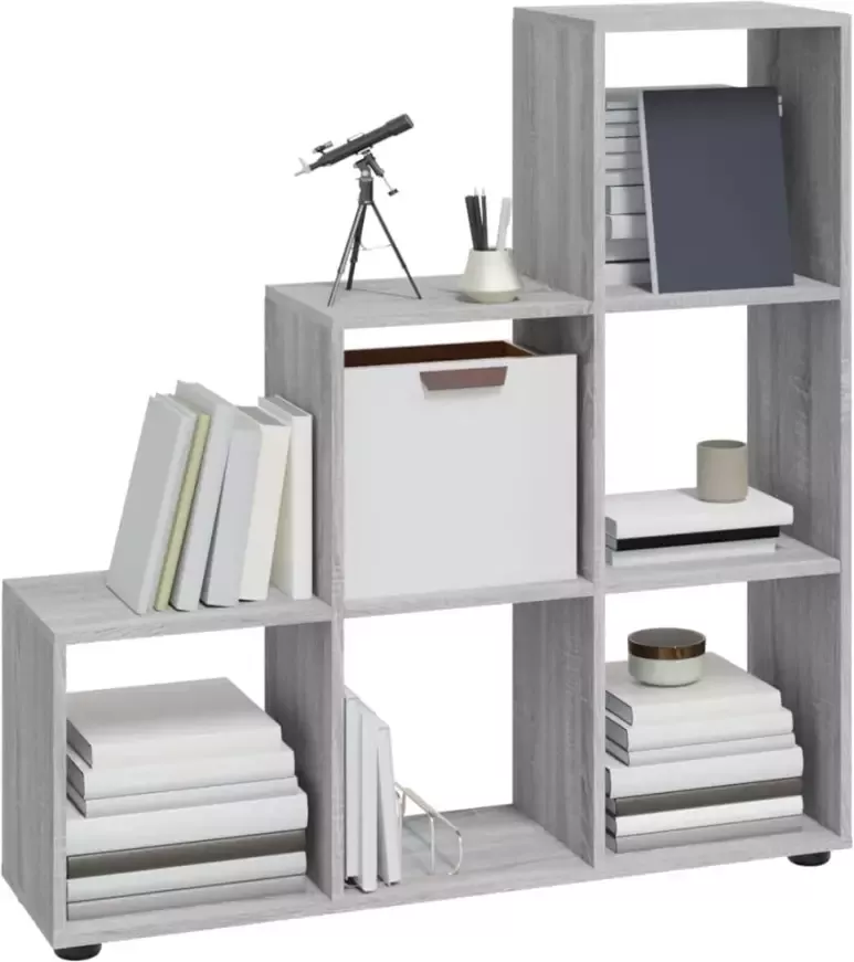 VidaXL -Boekenkast-trapvormig-107-cm-bewerkt-hout-grijs-sonoma-eiken - Foto 5