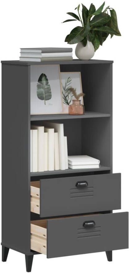 VidaXL -Boekenkast-VIKEN-60x35x123-cm-massief-grenenhout-antracietgrijs - Foto 4