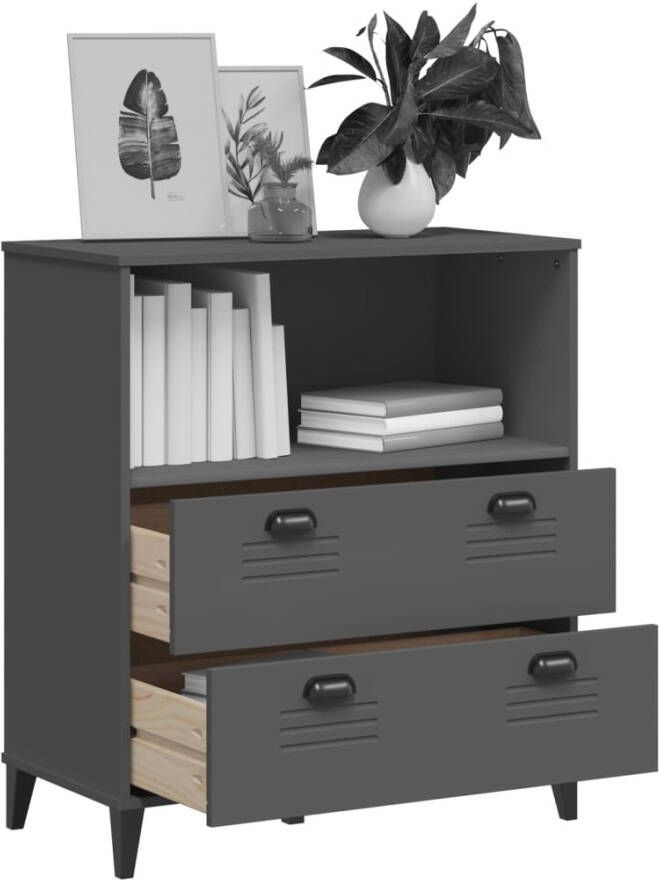 VidaXL -Boekenkast-VIKEN-80x40x90-cm-massief-grenenhout-antracietgrijs - Foto 4