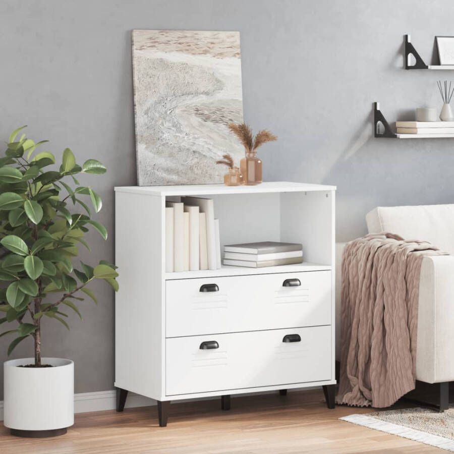 VidaXL -Boekenkast-VIKEN-80x40x90-cm-massief-grenenhout-wit