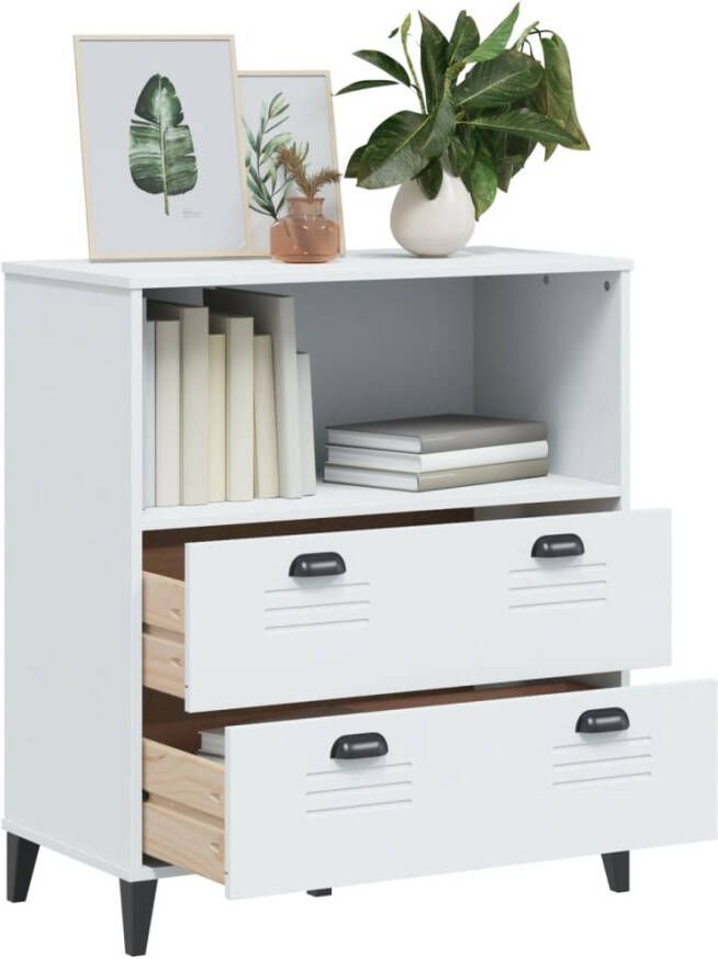 VidaXL -Boekenkast-VIKEN-80x40x90-cm-massief-grenenhout-wit - Foto 4