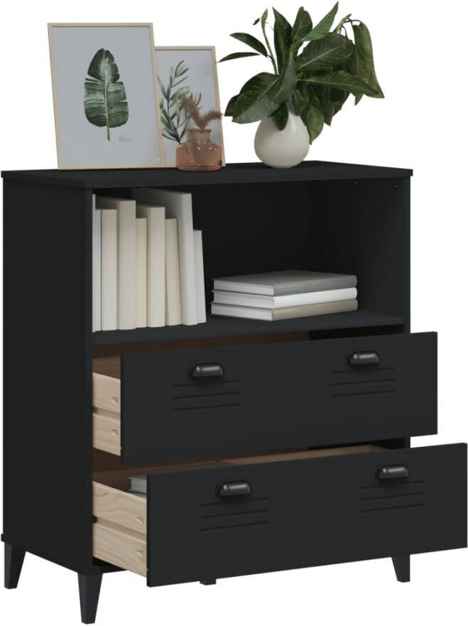 VidaXL -Boekenkast-VIKEN-80x40x90-cm-massief-grenenhout-zwart - Foto 4