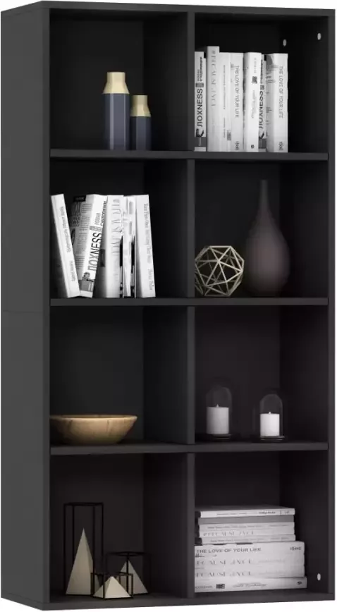 VidaXL -Boekenkast dressoir-66x30x130-cm-bewerkt-hout-zwart - Foto 4