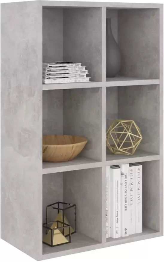 VidaXL -Boekenkast dressoir-66x30x97 8-cm-bewerkt-hout-betongrijs - Foto 4