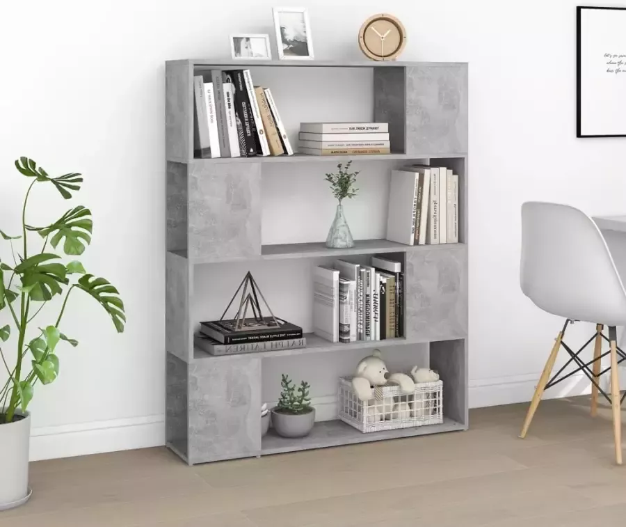 VidaXL -Boekenkast kamerscherm-100x24x124-cm-betongrijs