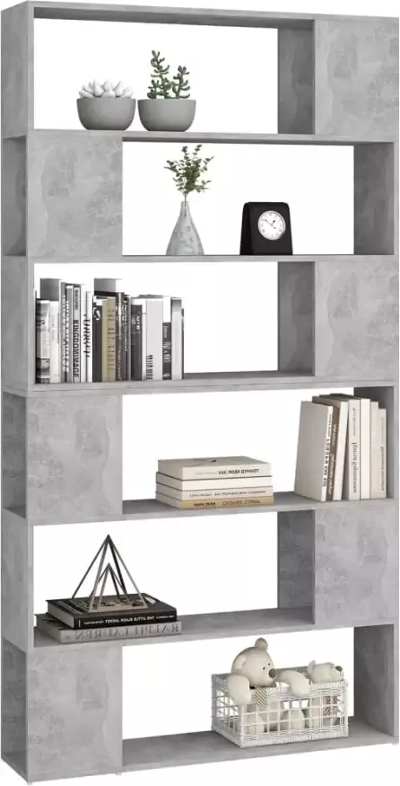 VidaXL -Boekenkast kamerscherm-100x24x188-cm-betongrijs - Foto 4