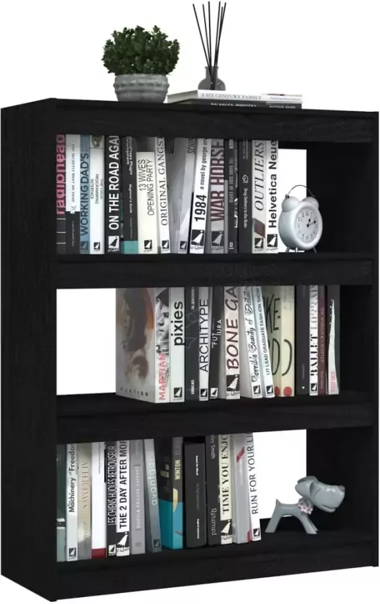 VidaXL -Boekenkast kamerscherm-100x30x103-cm-massief-grenenhout-zwart - Foto 4