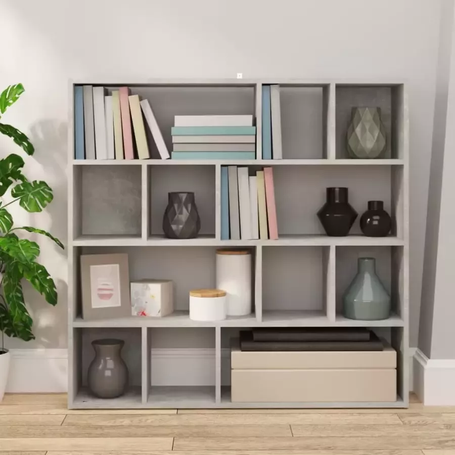 VidaXL -Boekenkast kamerscherm-105x24x102-cm-betongrijs