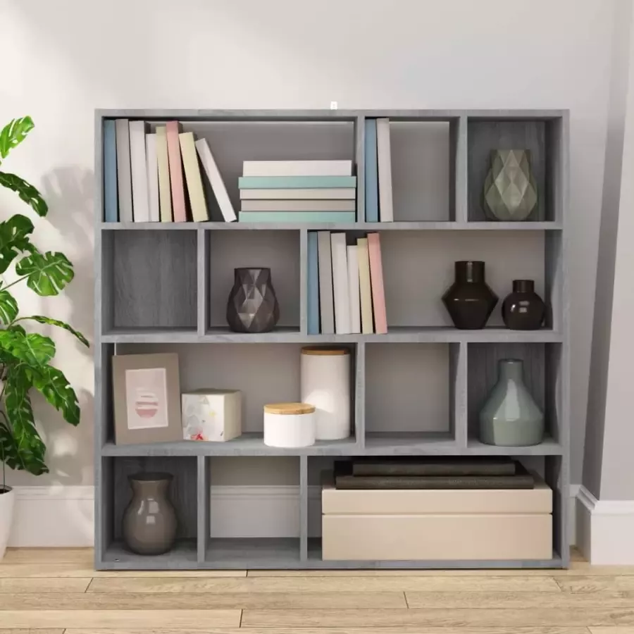 VidaXL -Boekenkast kamerscherm-105x24x102-cm-grijs-sonoma-eikenkleurig