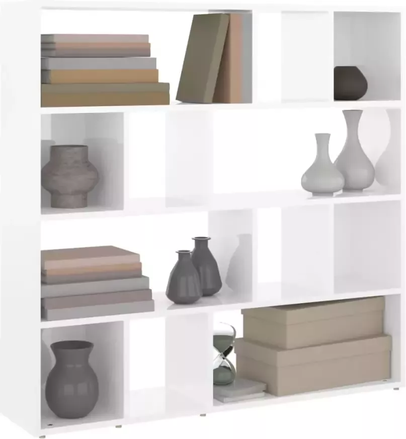 VidaXL -Boekenkast kamerscherm-105x24x102-cm-hoogglans-wit - Foto 5