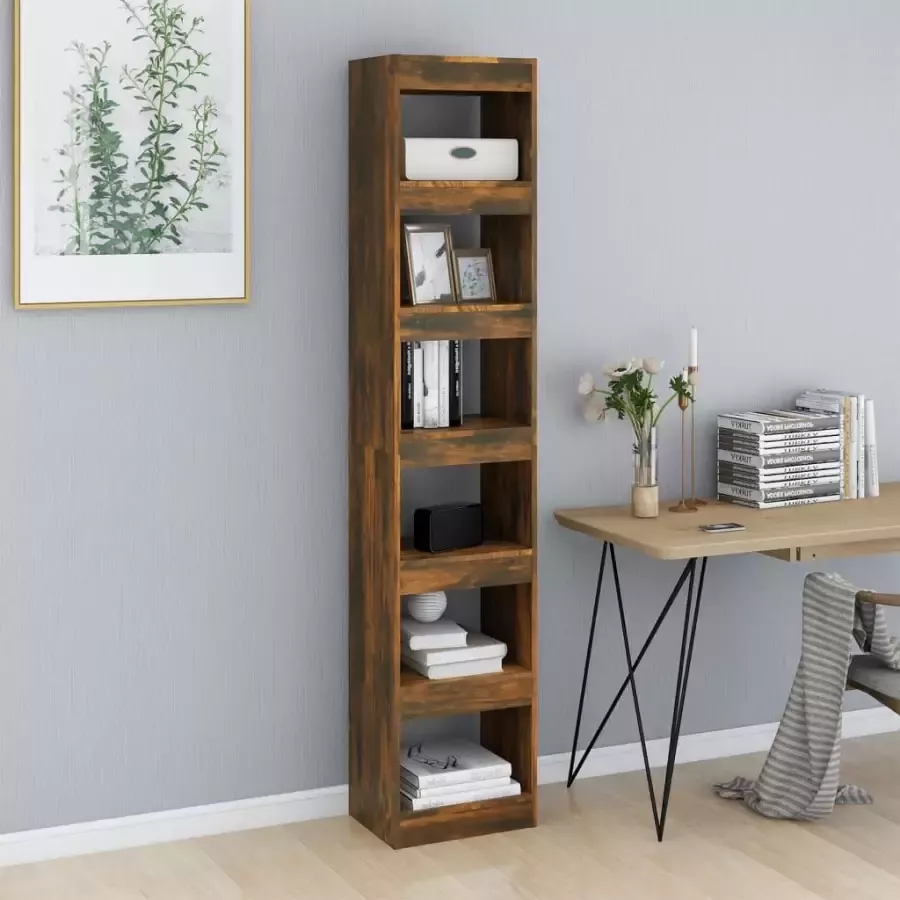VidaXL -Boekenkast kamerscherm-40x30x198-cm-gerookt-eikenkleurig