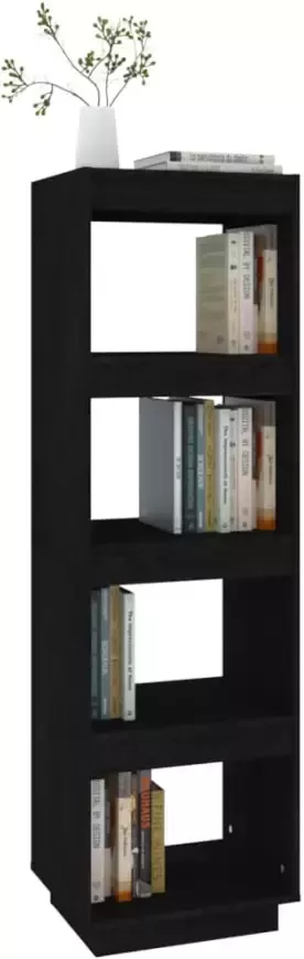 VIDAXL Boekenkast kamerscherm 40x35x135 cm massief grenenhout zwart