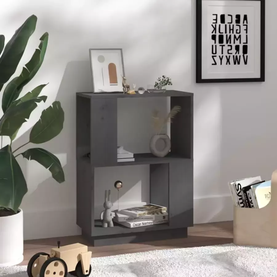 VidaXL -Boekenkast kamerscherm-51x25x70-cm-massief-grenenhout-grijs - Foto 2