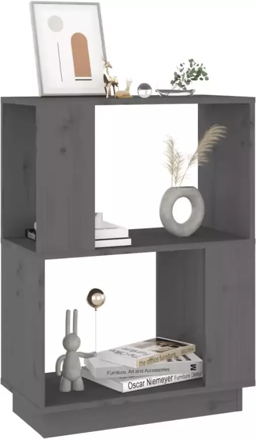 VidaXL -Boekenkast kamerscherm-51x25x70-cm-massief-grenenhout-grijs - Foto 4