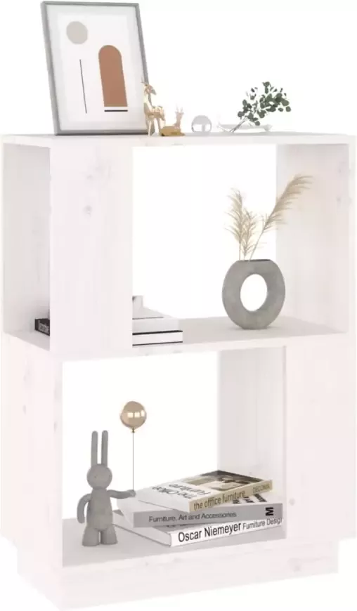 VidaXL -Boekenkast kamerscherm-51x25x70-cm-massief-grenenhout-wit - Foto 4