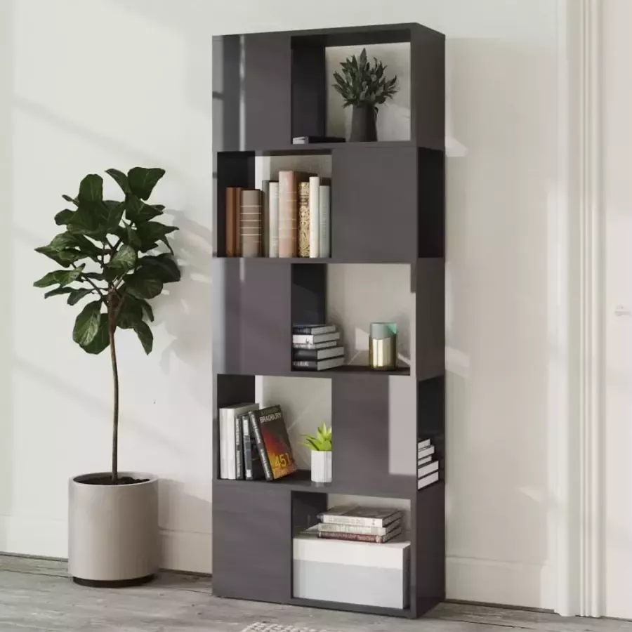 VidaXL -Boekenkast kamerscherm-60x24x155-cm-hoogglans-grijs - Foto 2