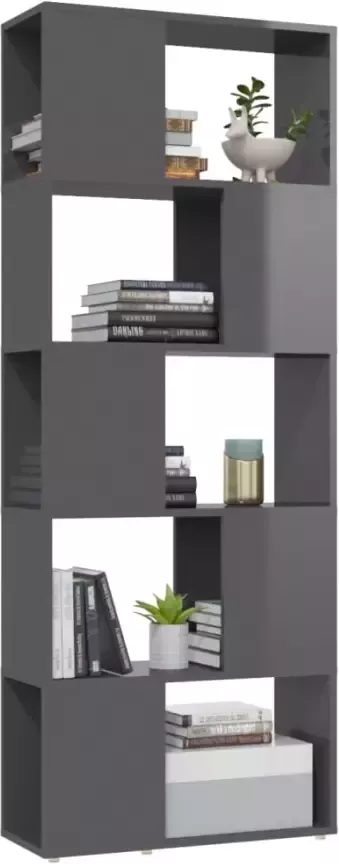 VidaXL -Boekenkast kamerscherm-60x24x155-cm-hoogglans-grijs - Foto 5