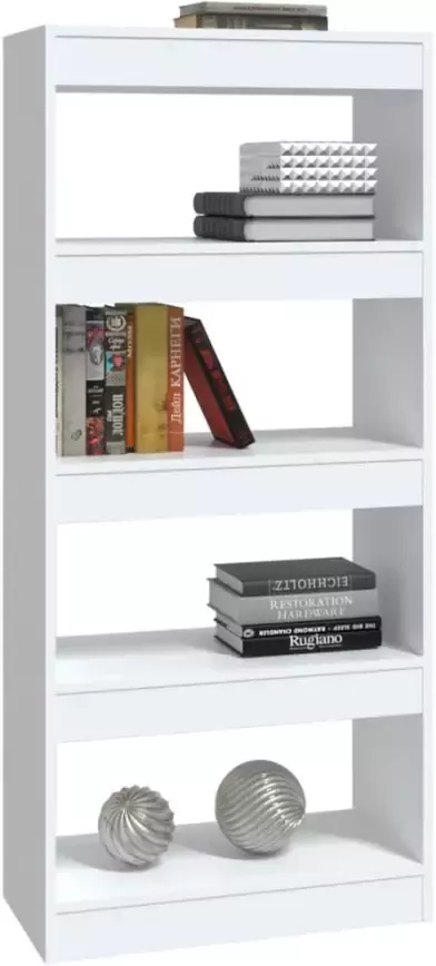 VidaXL -Boekenkast kamerscherm-60x30x135-cm-bewerkt-hout-hoogglans-wit - Foto 2