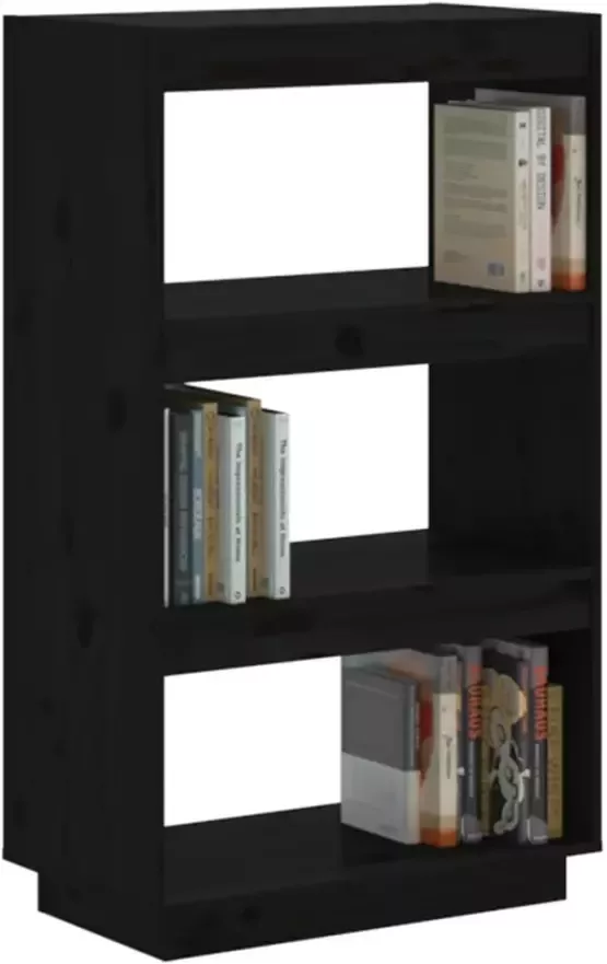 VidaXL -Boekenkast kamerscherm-60x35x103-cm-massief-grenenhout-zwart - Foto 5