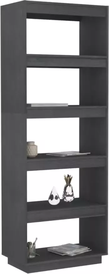 VidaXL -Boekenkast kamerscherm-60x35x167-cm-massief-grenenhout-grijs - Foto 4