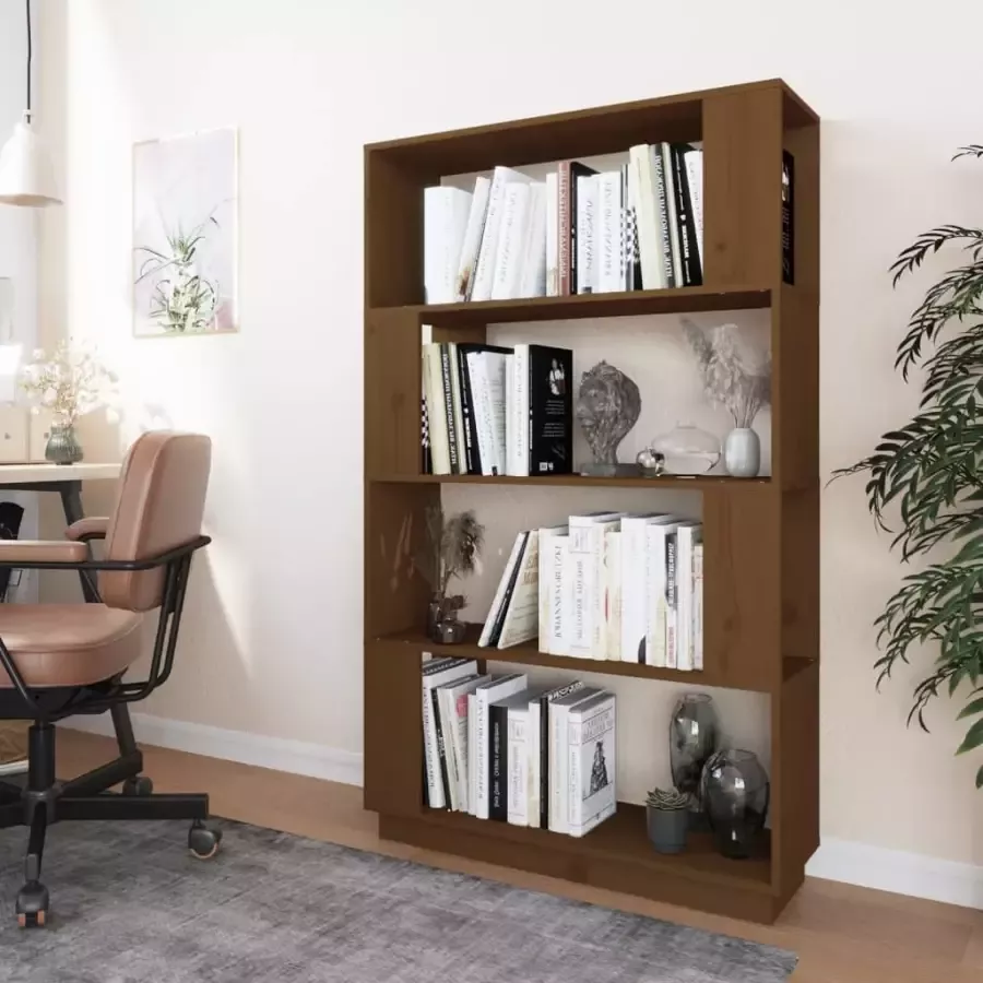 VidaXL -Boekenkast kamerscherm-80x25x132-cm-massief-hout-honingbruin