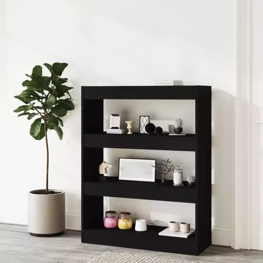 VidaXL -Boekenkast kamerscherm-80x30x103-cm-bewerkt-hout-zwart - Foto 1