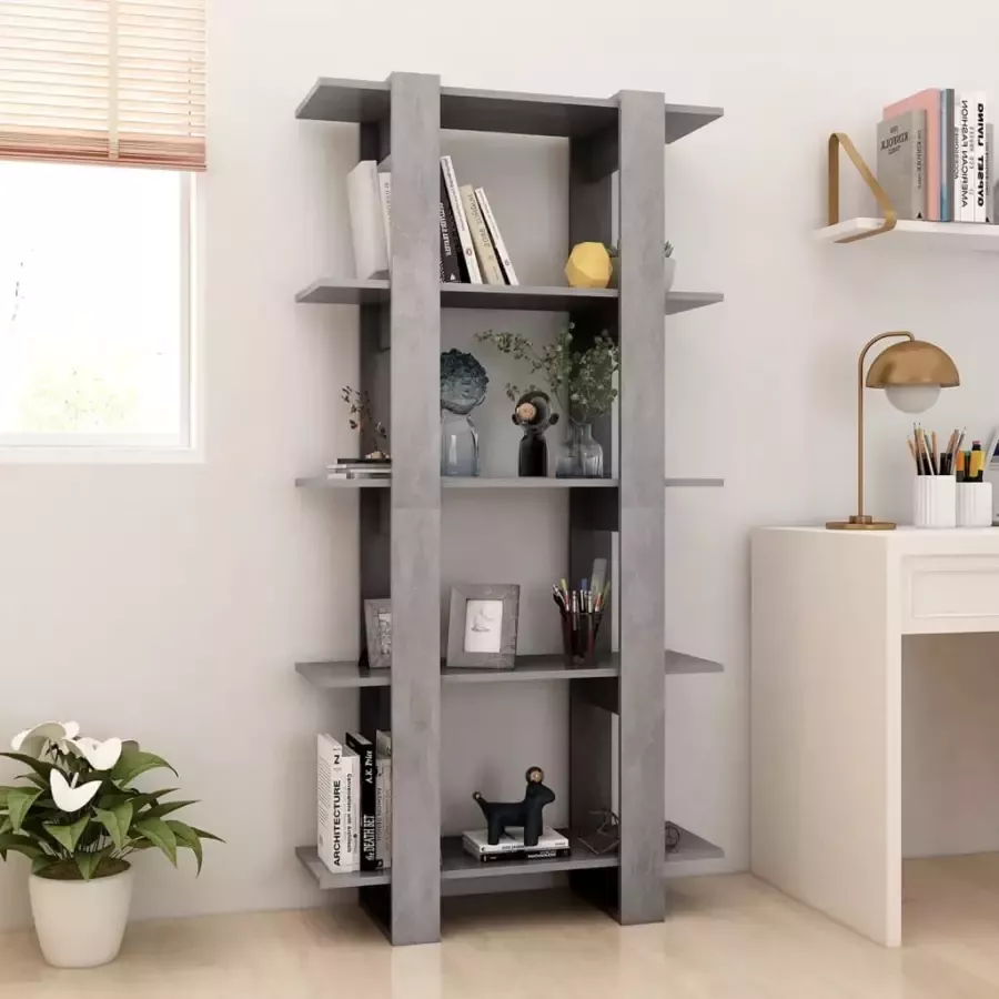 VidaXL -Boekenkast kamerscherm-80x30x160-cm-bewerkt-hout-betongrijs - Foto 2