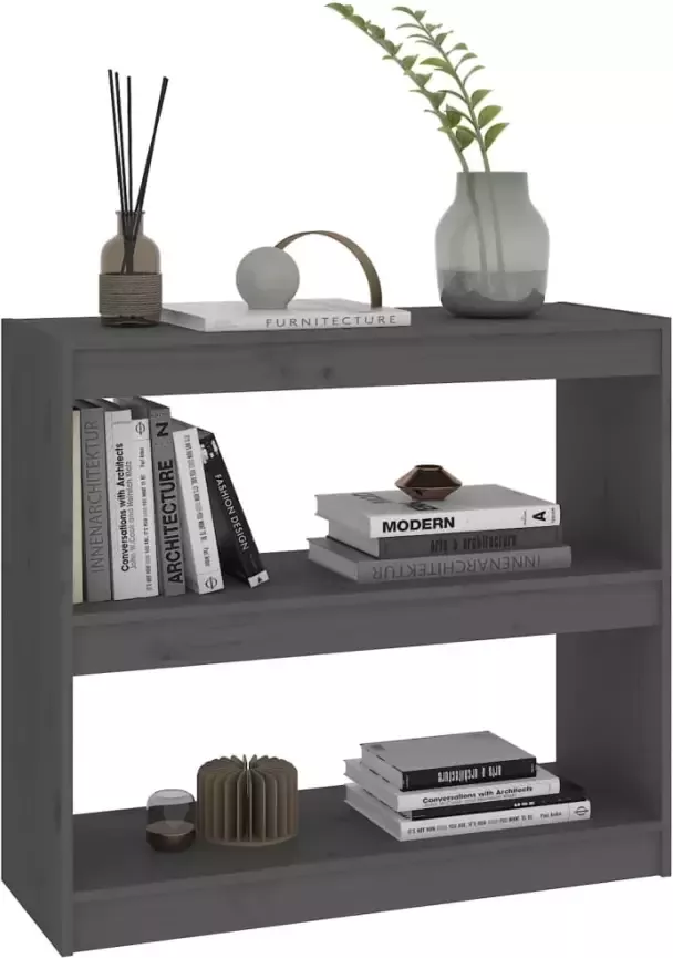 VidaXL -Boekenkast kamerscherm-80x30x71 5-cm-massief-grenenhout-grijs - Foto 6