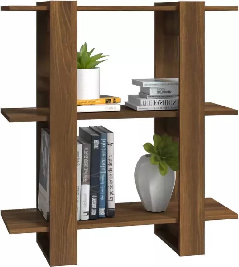 VidaXL -Boekenkast kamerscherm-80x30x87-cm-bruineikenkleurig - Foto 4