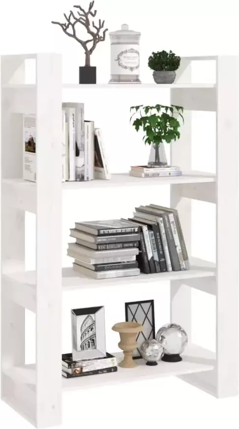 VidaXL -Boekenkast kamerscherm-80x35x125-cm-massief-grenenhout-wit - Foto 4