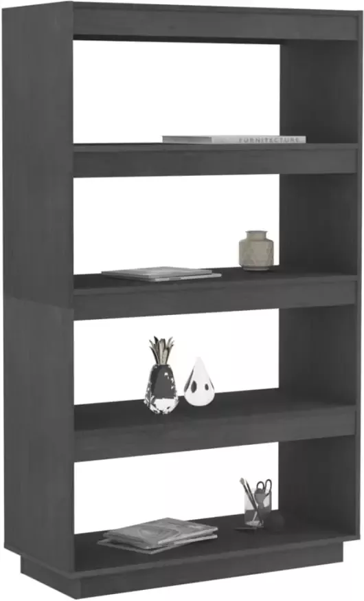 VidaXL -Boekenkast kamerscherm-80x35x135-cm-massief-grenenhout-grijs - Foto 5