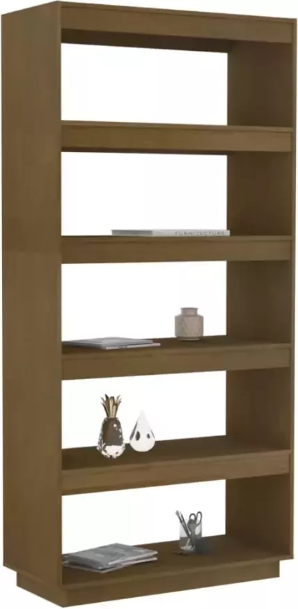 VidaXL -Boekenkast kamerscherm-80x35x167-cm-grenenhout-honingbruin - Foto 4