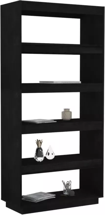 VidaXL -Boekenkast kamerscherm-80x35x167-cm-massief-grenenhout-zwart - Foto 4