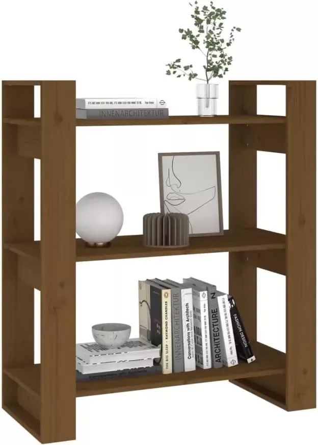 VidaXL -Boekenkast kamerscherm-80x35x91-cm-massief-hout-honingbruin - Foto 4