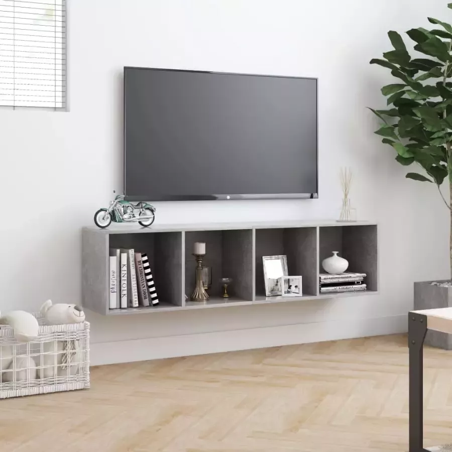 VidaXL Boekenkast tv-meubel 143x30x36 cm betongrijs - Foto 2