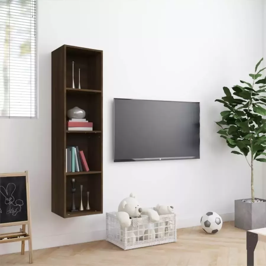 VIDAXL Boekenkast tv-meubel 143x30x36 cm bewerkt hout bruineikenkleur - Foto 3