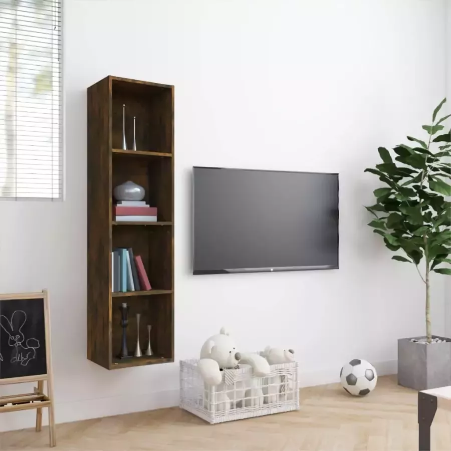 VIDAXL Boekenkast tv-meubel 143x30x36 cm bewerkt hout gerookt eiken - Foto 3