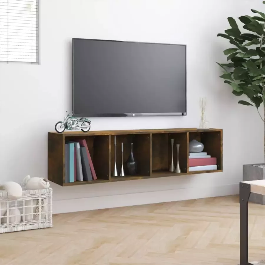 VIDAXL Boekenkast tv-meubel 143x30x36 cm bewerkt hout gerookt eiken - Foto 2