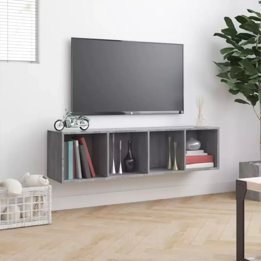 VIDAXL Boekenkast tv-meubel 143x30x36 cm bewerkt hout grijs sonoma - Foto 2