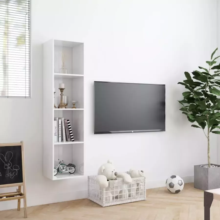 VidaXL Prolenta Premium Boekenkast|tv-meubel 143x30x36 cm hoogglans wit