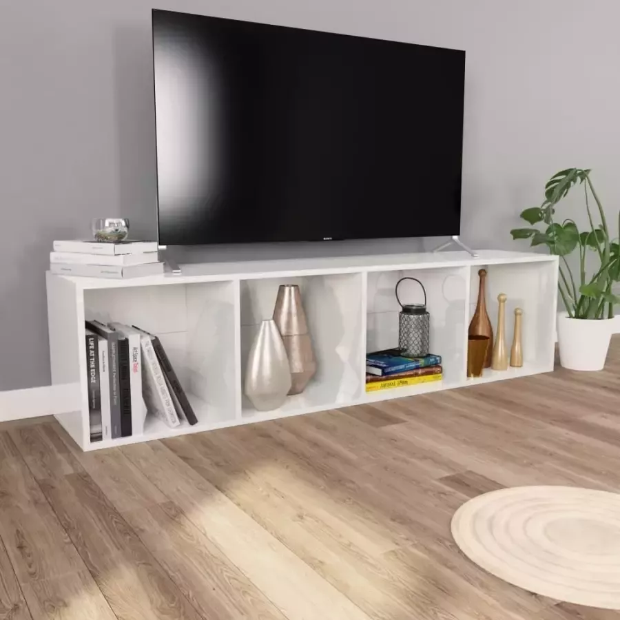 VidaXL -Boekenkast tv-meubel-36x30x143-cm-bewerkt-hout-hoogglans-wit - Foto 2
