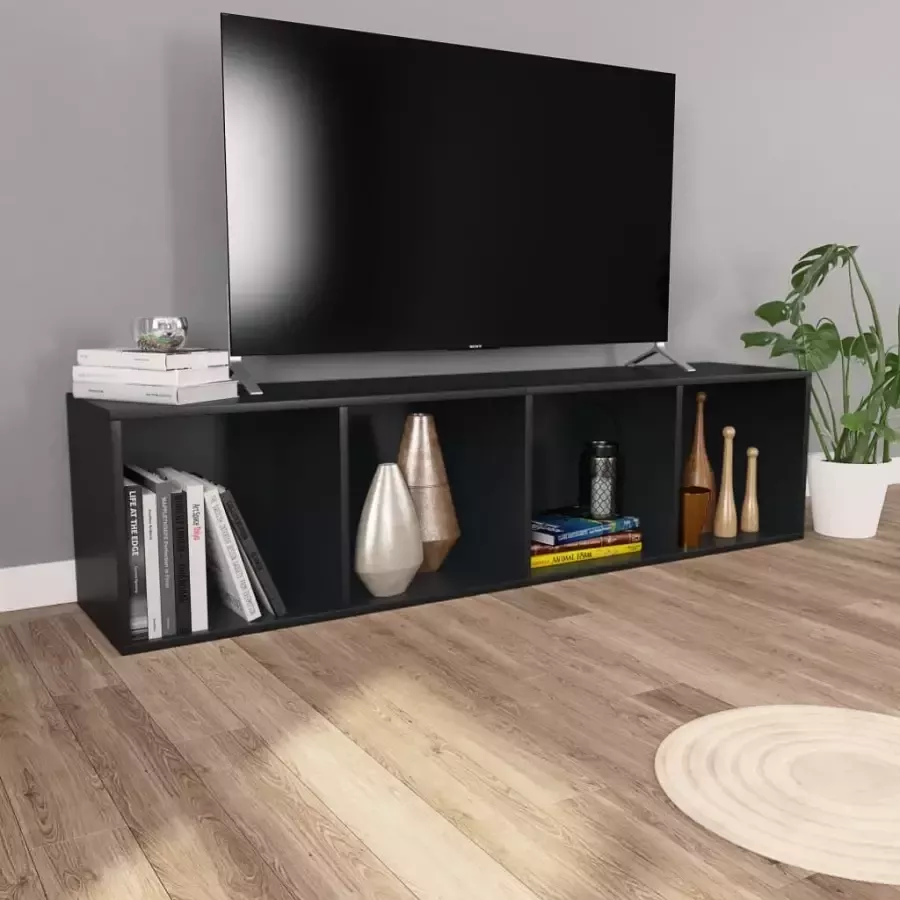 VidaXL -Boekenkast tv-meubel-36x30x143-cm-bewerkt-hout-zwart - Foto 4